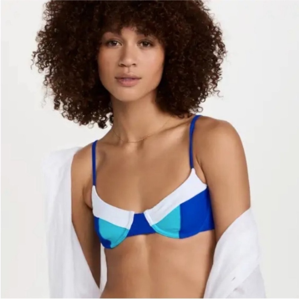 Solid & Striped Colorblock Blue and White Bikini